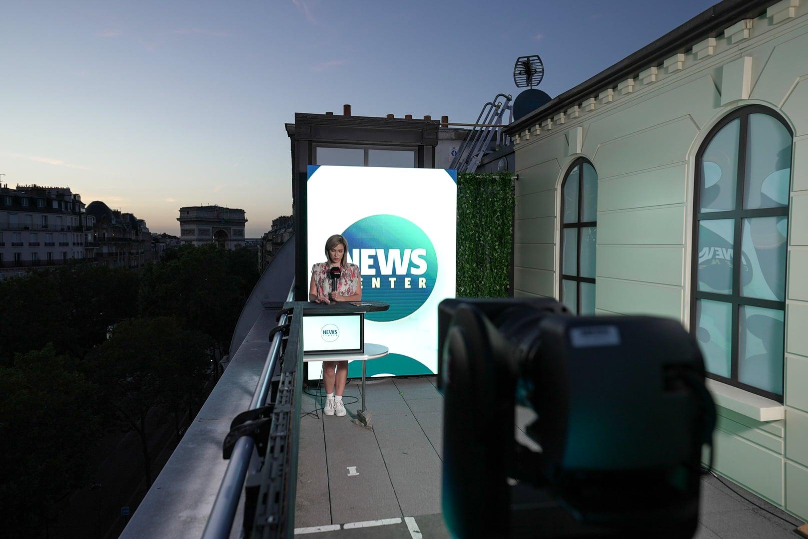 Actua Paris Rooftop PTZ Remote Production Arc Triumph Standup TV Set