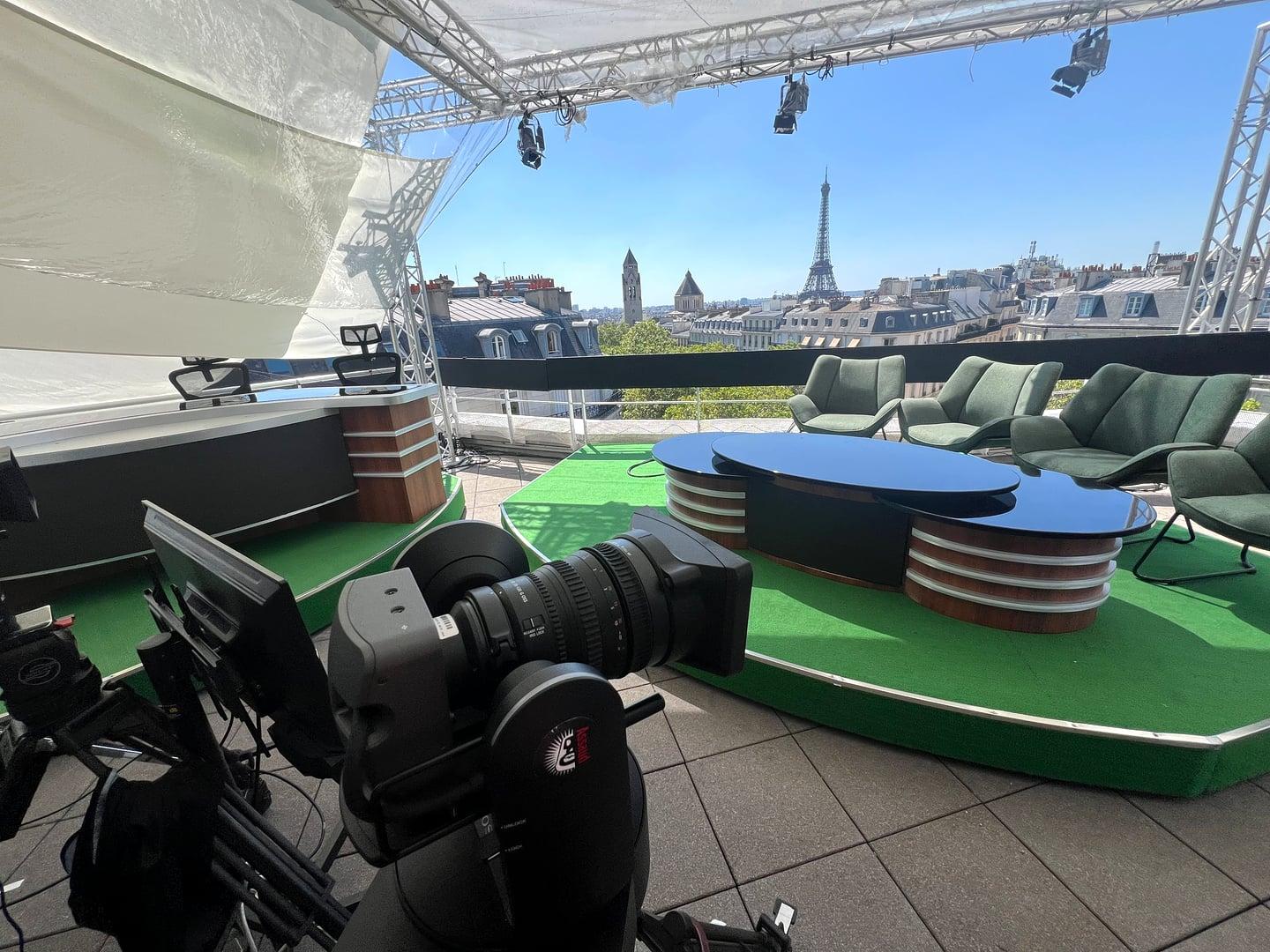 Rooftop PTZ Remote Production — Eiffel Tower TV Set